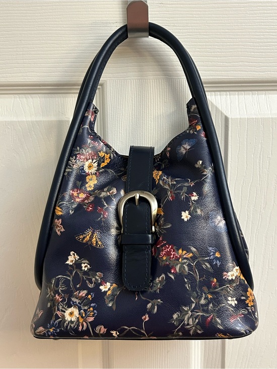 Patricia Nash Handbags - Patricia Nash Navy Floral Shoulder Bag with Buckle Detail